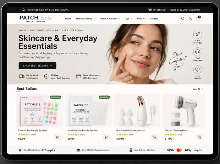 Patchless — Skincare (UK) project showcase